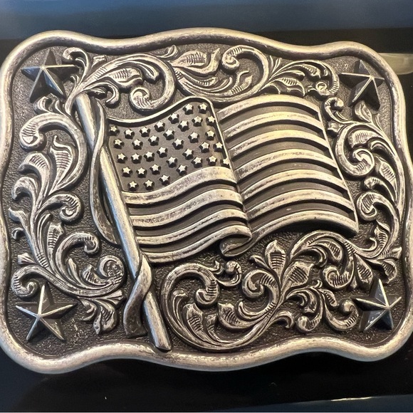 Patriotic Nocona Mens Belt Buckle 3.5 x 2.75 in Flag Western Belt USA Rectangle - Picture 3 of 7